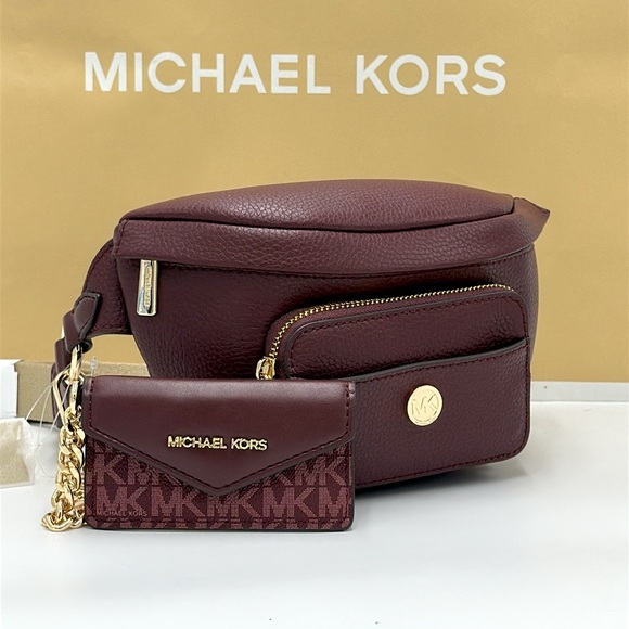 Michael Kors Handbags - Michael Kors Maisie 2 In 1 Small Leather Waist pack Fanny pack Bag (Oxblood) MK